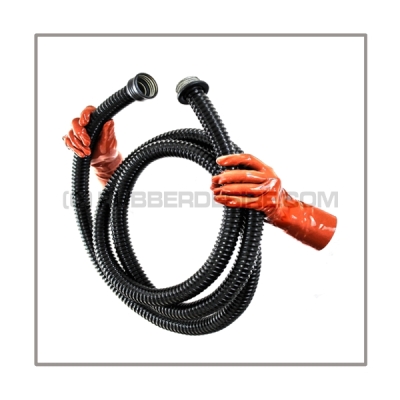 Gasmasktube T300-PVC with length 300cm = 120 inch and gasmask-connectorthreads male zu female